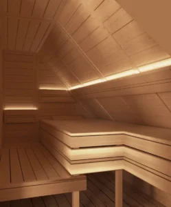 Dachschrägen Sauna als 3D